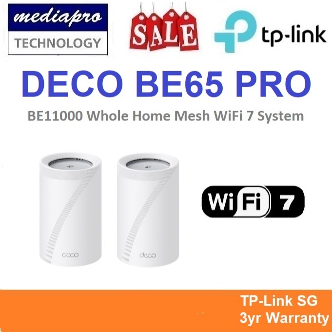 TP-LINK DECO BE65 PRO 2-Pack BE11000 Whole Home Mesh WiFi 7 System