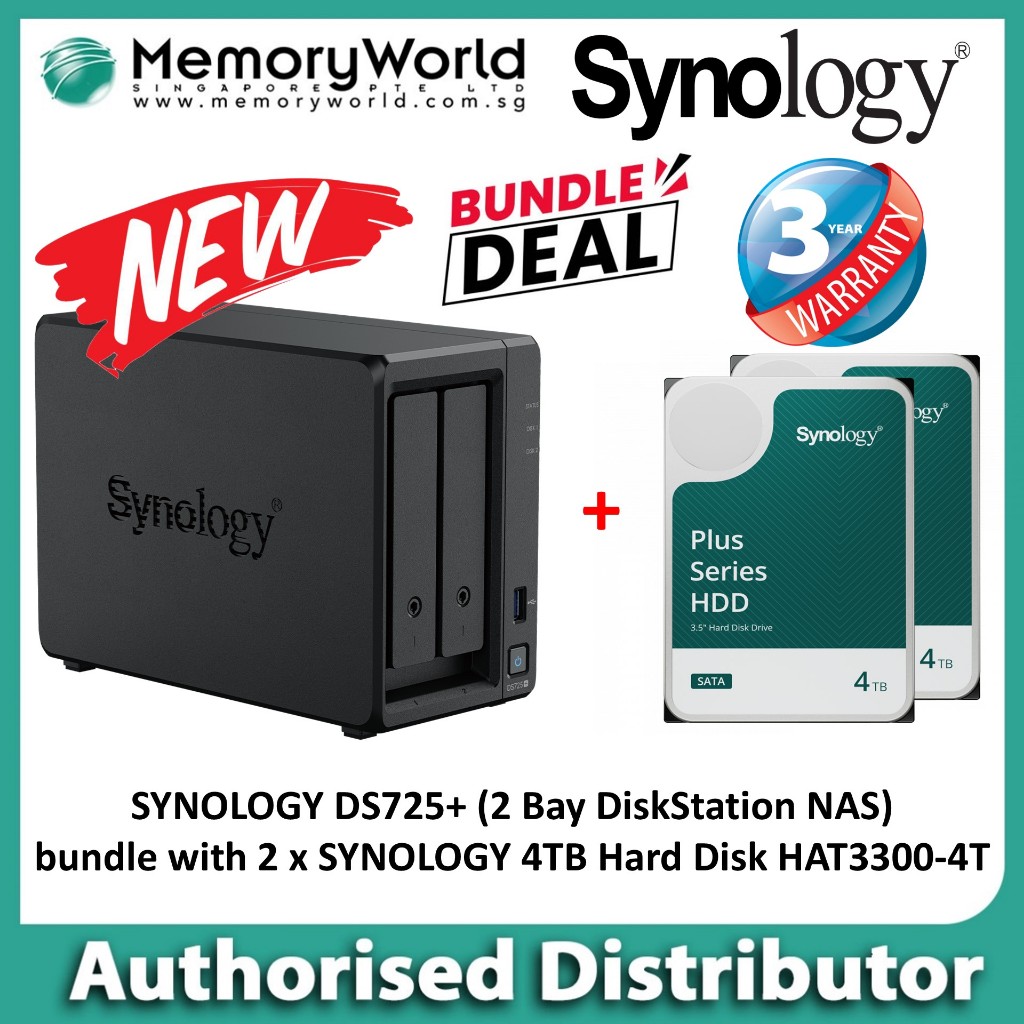 [SYNOLOGY Authorised Distributor]DS725+ 2 Bay DiskStation NAS bundle ...
