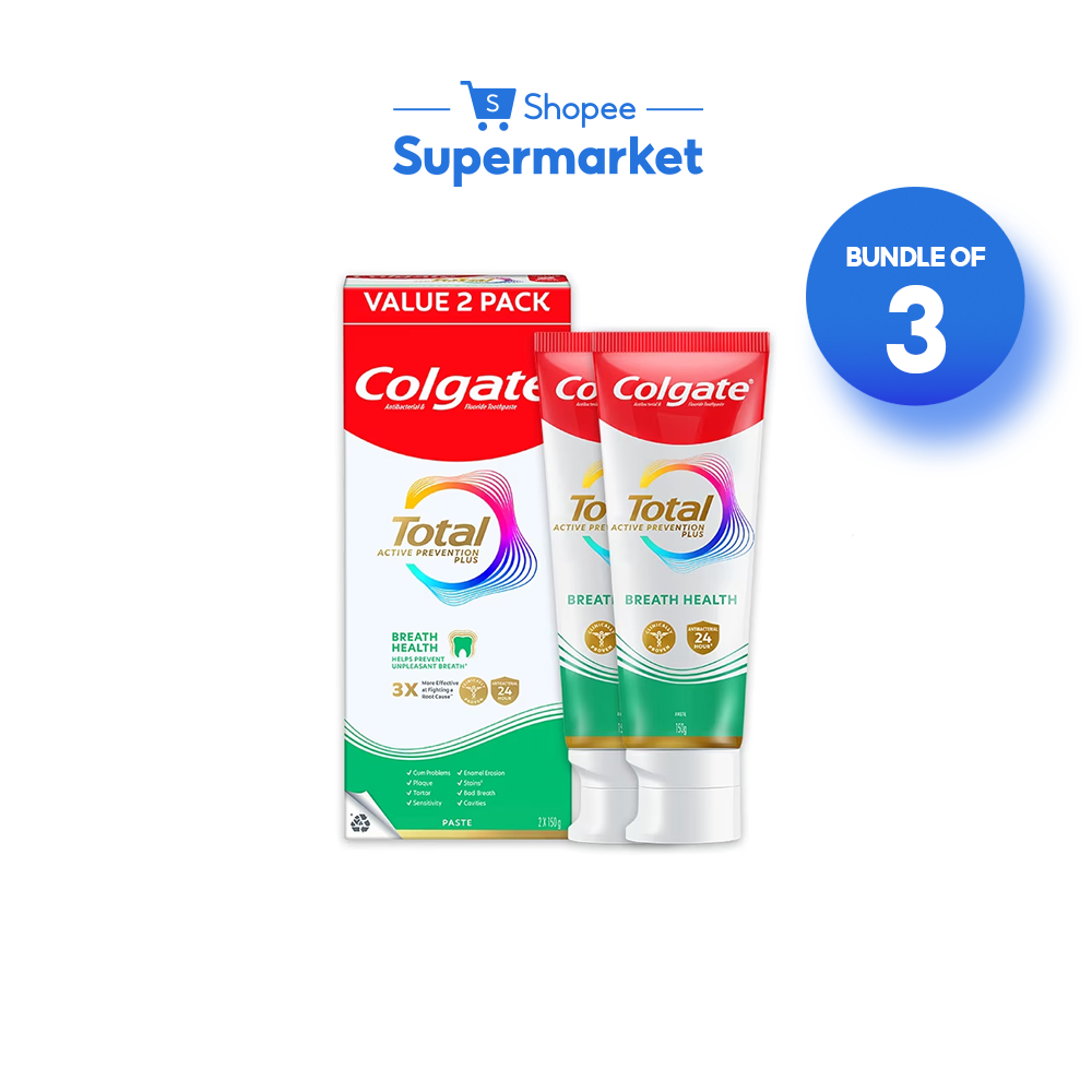 [Bundle of 3] Colgate Total Pro Breath Health Antibacterial Toothpaste ...