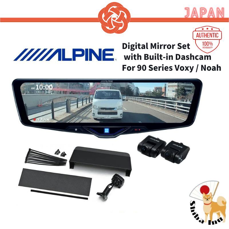 ALPINE DVR-DM1246A-IC 12-inch Digital Mirror with Dash Cam (In-Car Rear ...