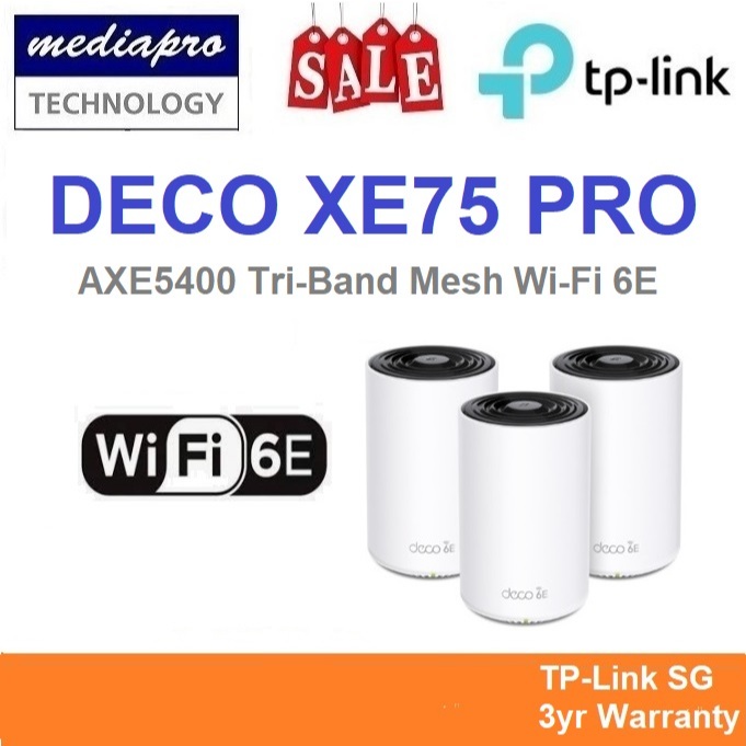 TP-Link Deco XE75 Pro 3-Pack AXE5400 Tri-Band Mesh Wi-Fi 6E System