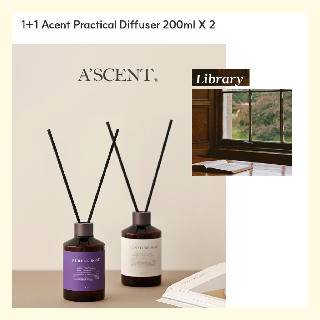 [1+1 Famous Korean Best-Seller] Acent Library Premium Reed Diffuser ...