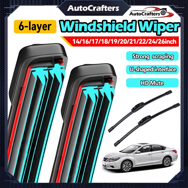 6-Layer Universal Wiper Blades - Noise-Reducing Car Wipers for Heavy ...