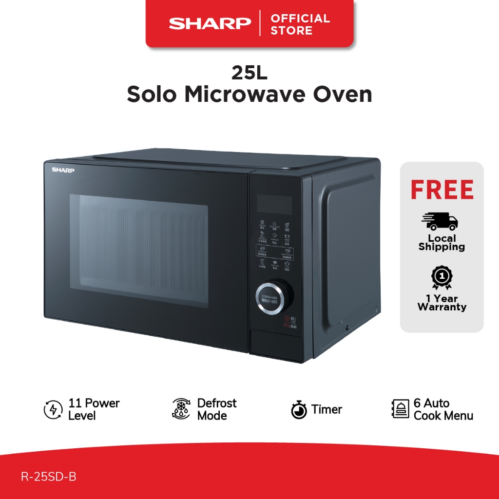 SHARP 25L R-25SD-B Solo Microwave Oven | 11 Power Levels | Digital ...