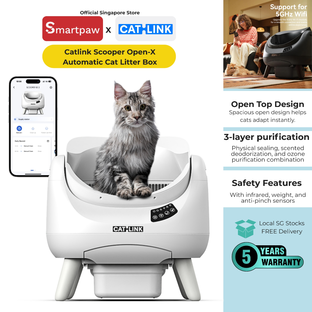 CATLINK Scooper Open-X Automatic Cat Litter Box | Open-Top, Spacious ...