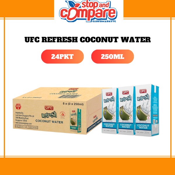 UFC Refresh Natural Coconut Water 24 x 250ml(TETRA)- StopandCompare ...