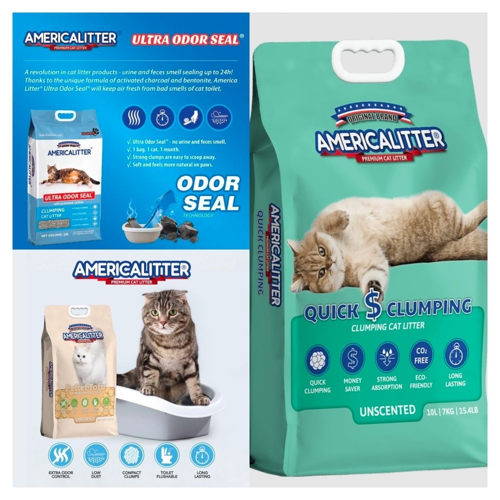 [Bundle of 2] America Litter Quick Clump/Ultra Odour Seal/Odor Control ...