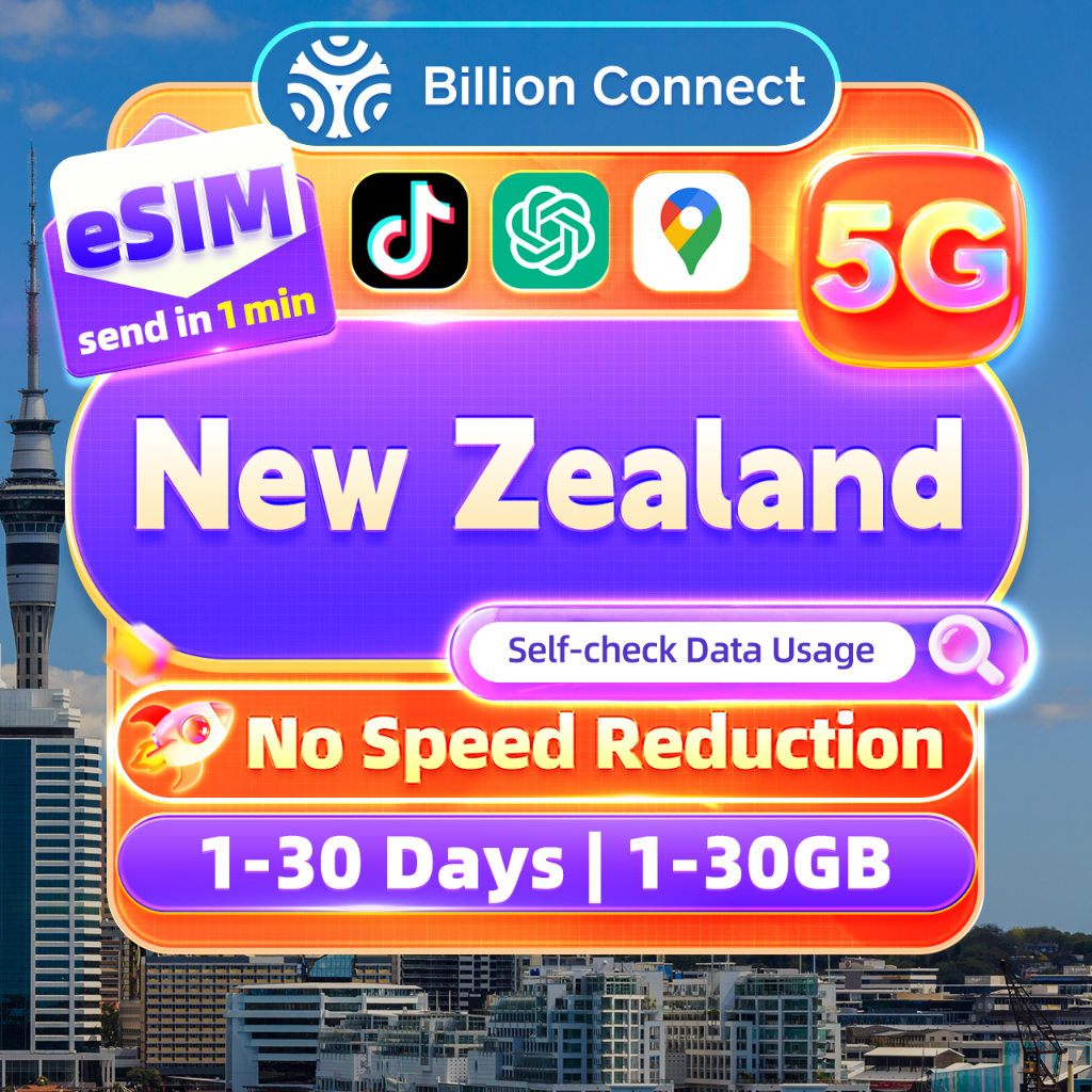 eSIM New Zealand 5G TT & Chat GPT 1-30 Days 1-30GB Data SIM Card New ...