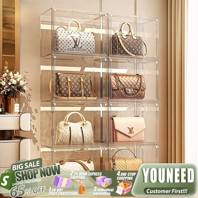 YOUNEED Transparent Handbag Organiser Box Acrylic Bag Display Cabinet ...