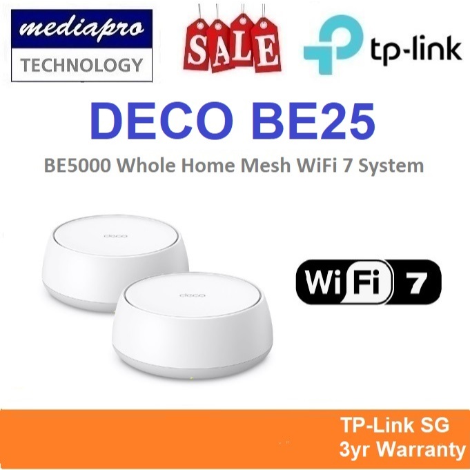 TP-LINK DECO BE25 2-Pack BE5000 Whole Home Mesh WiFi 7 System