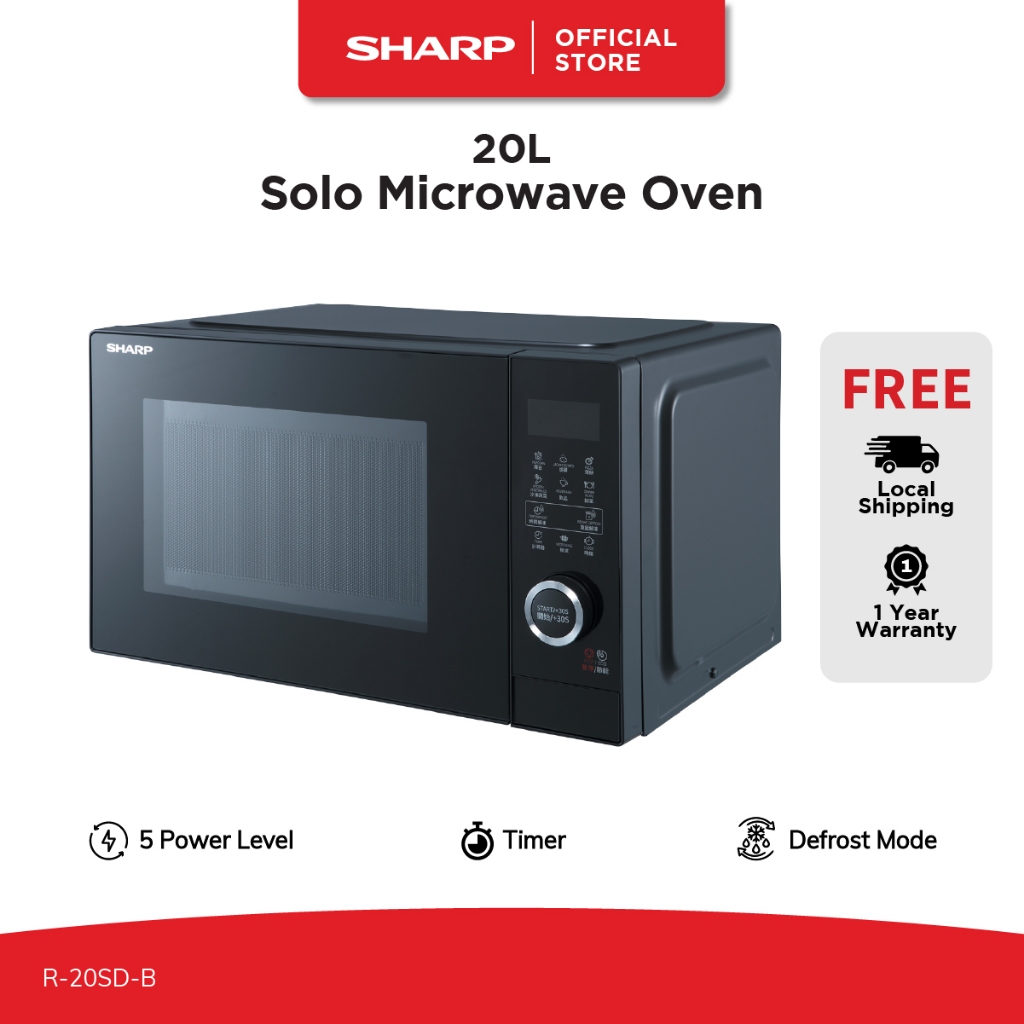 SHARP 20L R-20SD-B Solo Microwave Oven | 11 Power Levels | Digital ...