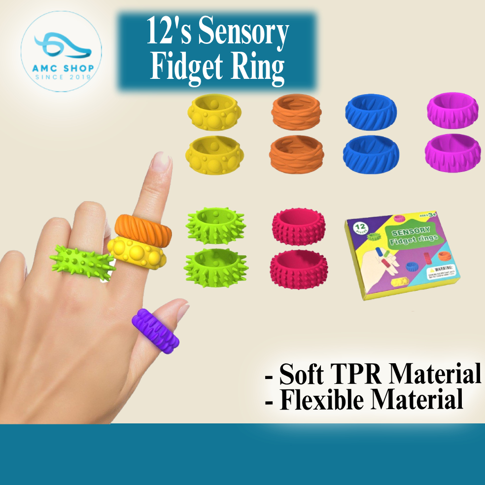 12 Pack Sensory Toys Fidget Rings for Kids , Anxiety Rings for Stress ...