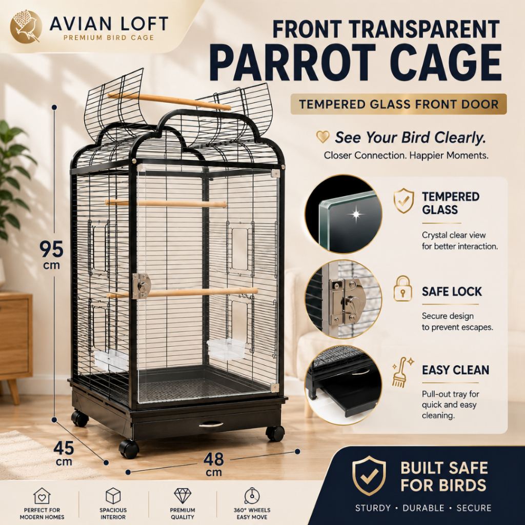 Bird Cage -Premium Wrought Iron Parrot Cage | for Small Medium Parrot ...