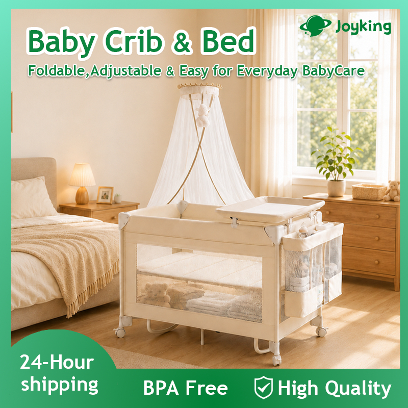 [Joyking] Foldable Baby Crib Bedside Sleeper Portable Baby Cot with ...