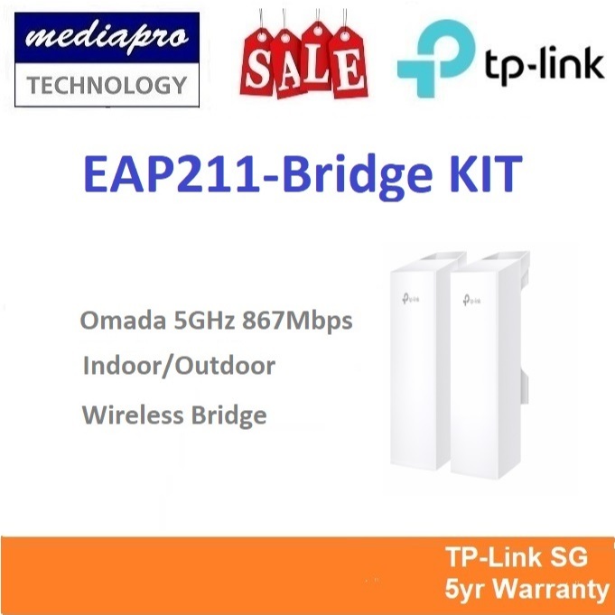 TP-LINK EAP211-Bridge KIT Omada Wireless Bridge 5 GH 867 Mbps Long ...