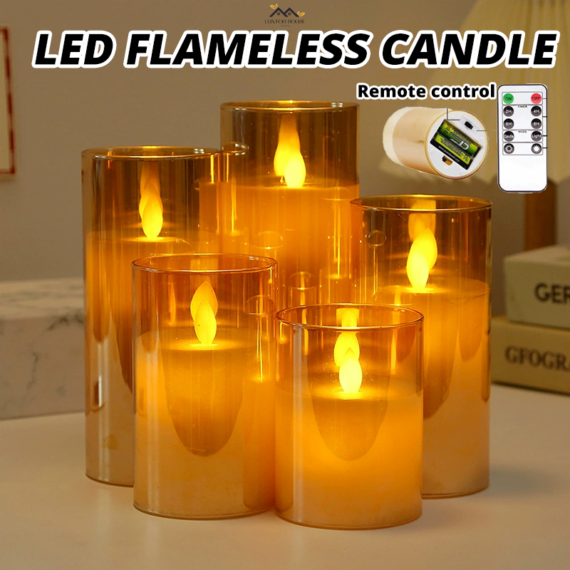 {SG} Glass Flameless LED Candle Light Tealight Electric Candles Wedding ...