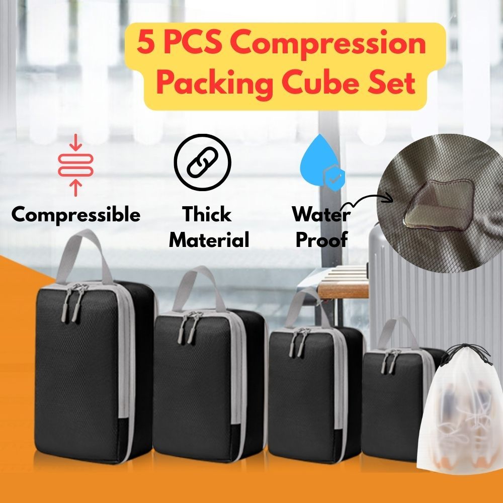 [SG]Compression packing cube 5 Pcs Set, luggage organiser,Travel ...