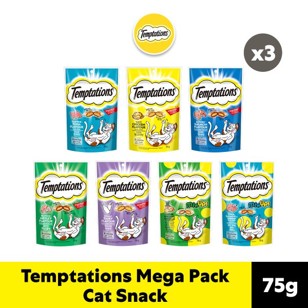 [Select Flavour] TEMPTATIONS Cat Snack Adult 75g (Bundle of 3) | Shopee ...