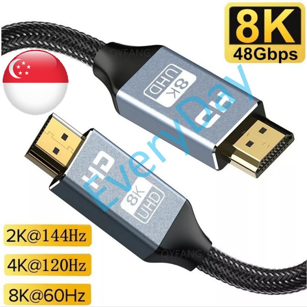 [Local SG Stock] Premium 8K60 HDMI to HDMI 2.1 Braided Cable Ultra High ...