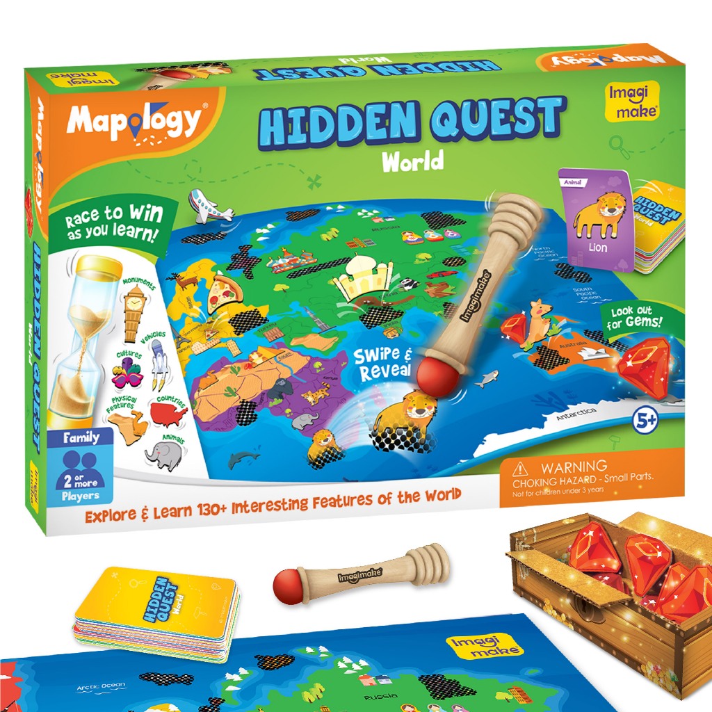 World Map Board Game for Kids 5+ | Hidden Quest Geography Learning Game