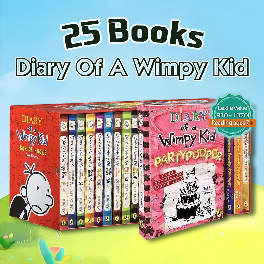 Diary of a Wimpy Kid Boxed Set by Jeff Kinney (25 Books) Include ...