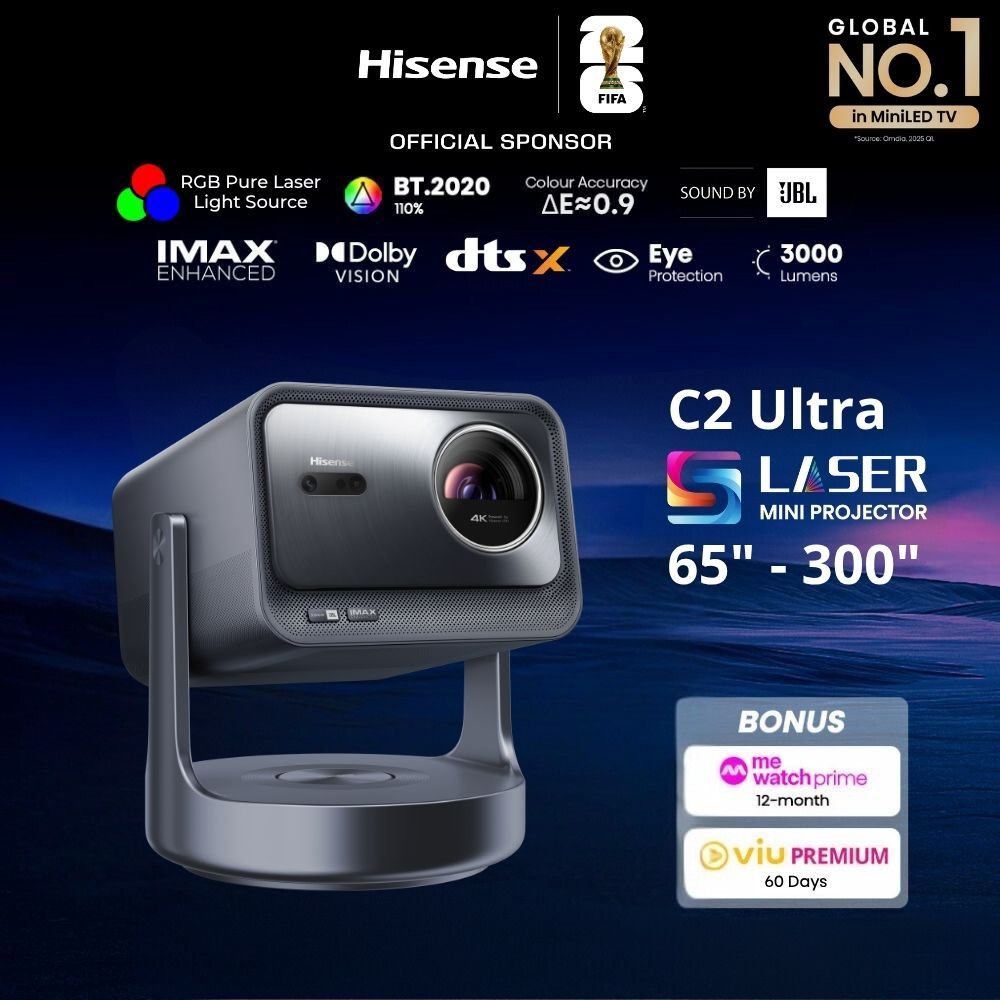 Hisense C2 Ultra TriChroma Laser Mini Projector | 65 - 300 Inch ...