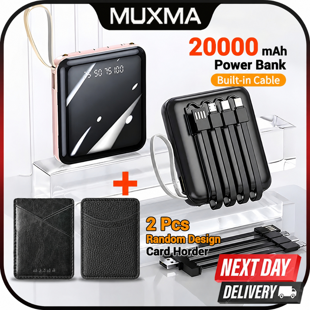 Muxma 20000mAh Powerbank With 2 Pcs Random Card Holder Mini Built