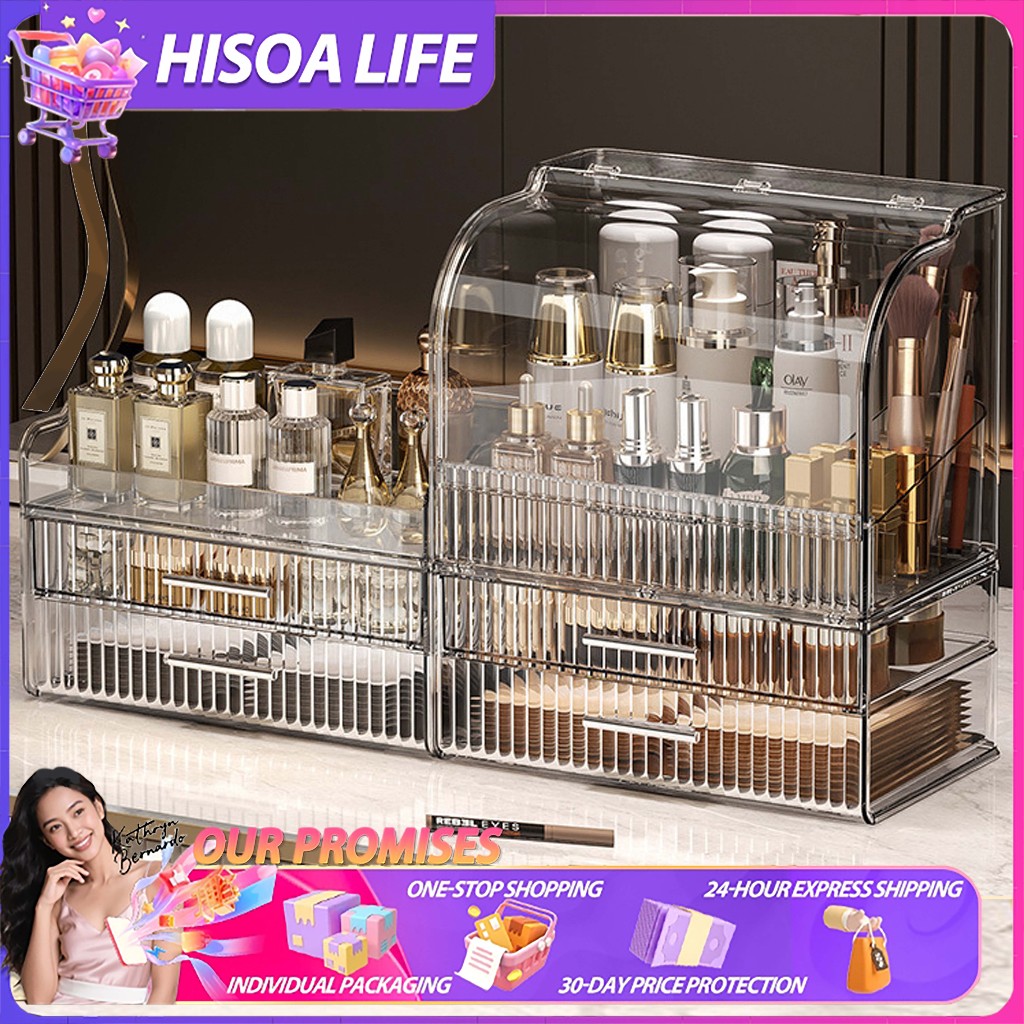 Hisoa High Quality Transparent Makeup Organizer Sturdy Cosmetic Storage ...