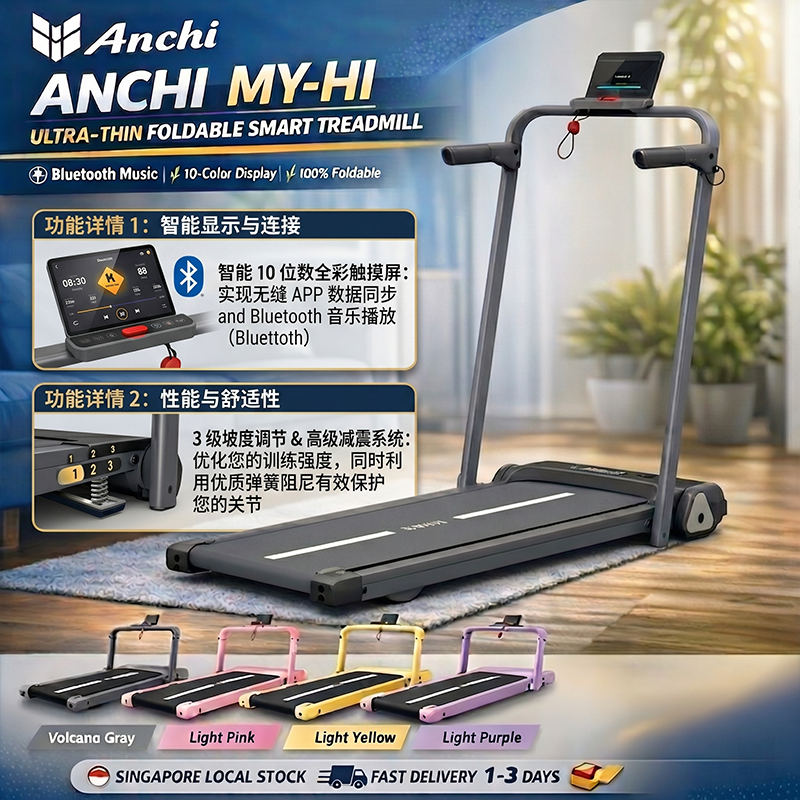 Shock Absorbing Foldable Treadmill 16° Incline Mini Running Machine ...