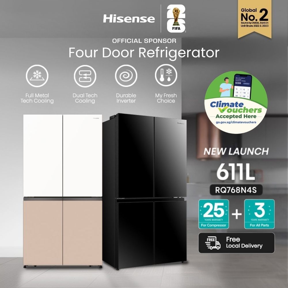 Hisense 611L Four Door Refrigerator, RQ768N4S | Shopee Singapore