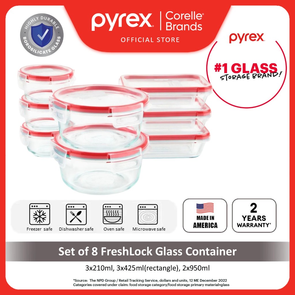 PYREX Freshlock Leakproof Glass Container Set - MADE IN USA | Shopee ...