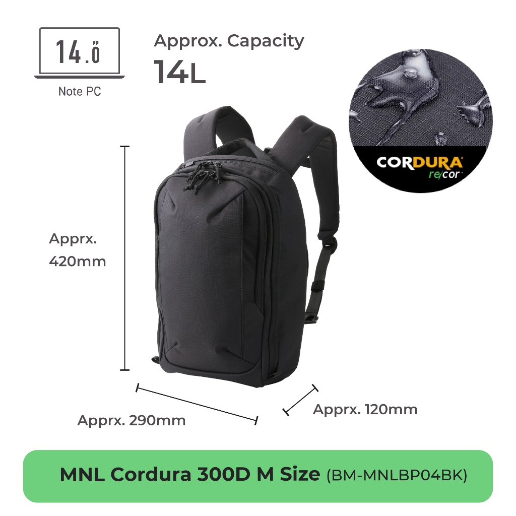 ELECOM MNL CITY Backpack BM-MNLBP/ X-Pac/CORDURA 1680D/300D/Large