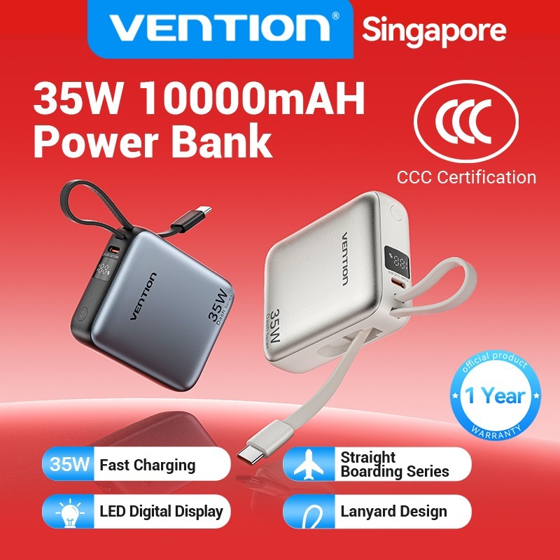 [3CCC] Vention 10000mAh 35W PD Mini Fast Charging Power Bank LED ...