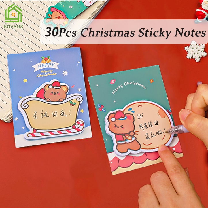 {SG} 30Pcs Christmas Sticky Notes Self-Stick Notes Cartoon Sticky Note ...