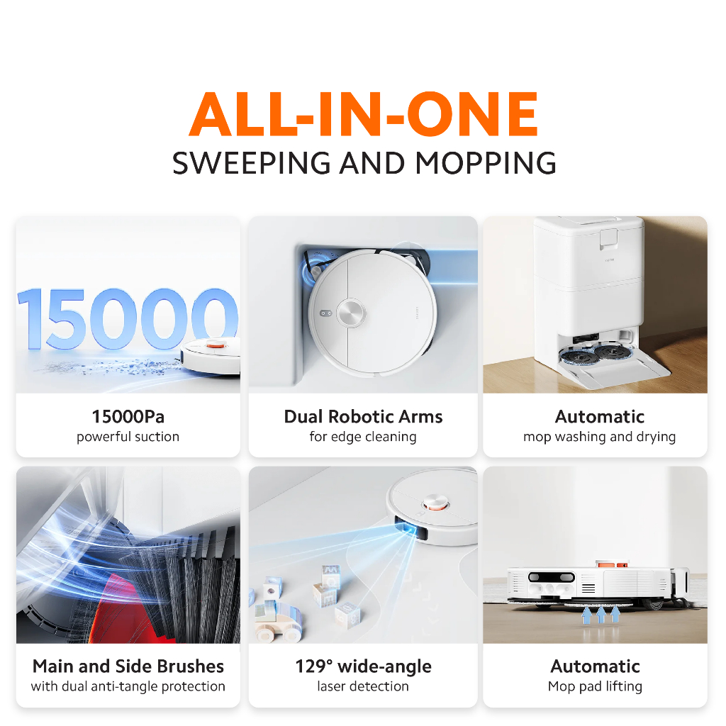 Xiaomi Robot Vacuum H50 / H50 Pro | 15,000Pa Powerful Suction | Dual ...