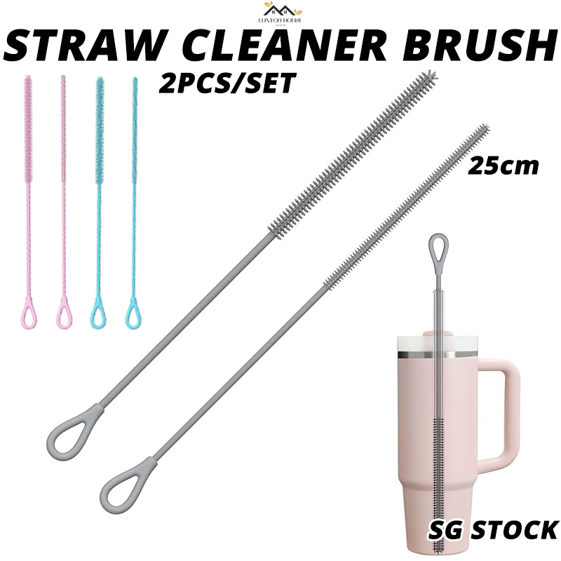 {SG} 2pcs Silicone Straw Cleaner Brush Straw Cleaner Brush Extra Long ...