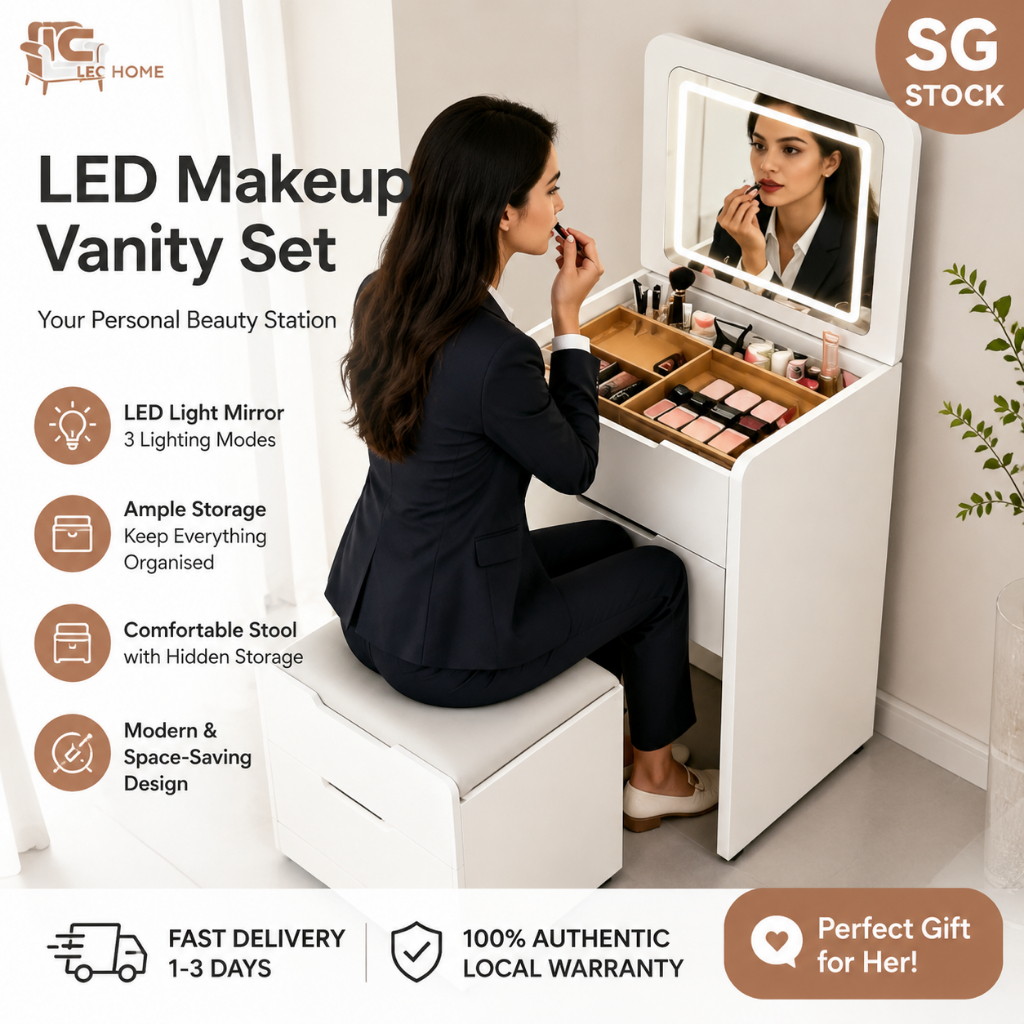 SG STOCK Small Bedroom Makeup Table with Storage | Mini Dressing Table ...