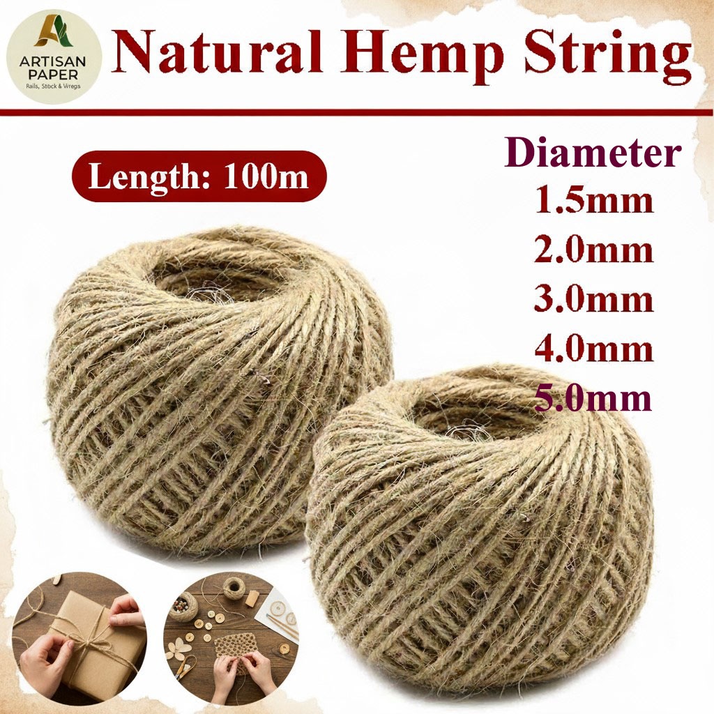 SG Natural Hemp String Rope (100m) | Jute Twine for DIY Craft, Gift ...