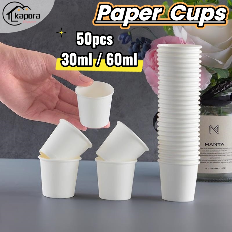 [SG STOCK] 50 Pack White Paper Cups Disposable Mini Sampling Cup for ...