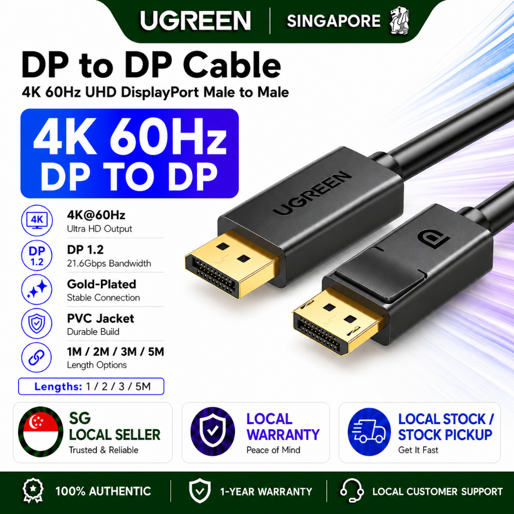 UGREEN DP to DP Cable 4K 60Hz UHD DisplayPort Male to Male Monitor ...