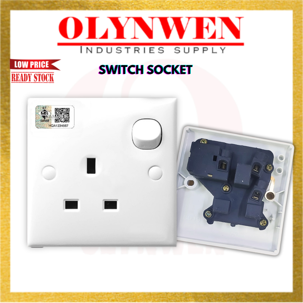 (SIRIM) 13A Single Switch Socket / PVC socket Power Wall Plug Switch ...