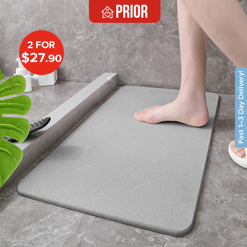 [SG Seller] Diatomite Bath Mat Quick Dry Absorbent | Anti Slip Bathroom ...