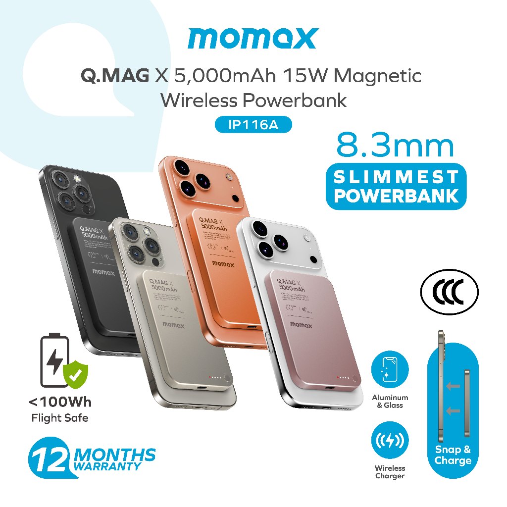 CCC Certified] Momax 116A / 129 Qi2 Q.Mag X 5,000mAh 15W Magnetic