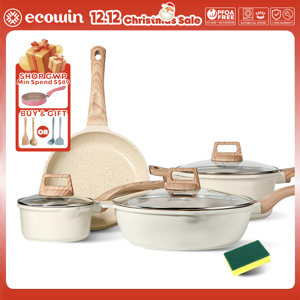 ecowin 10pcs Granite Rock Cookware Set Non Stick Frying Pan Set ...