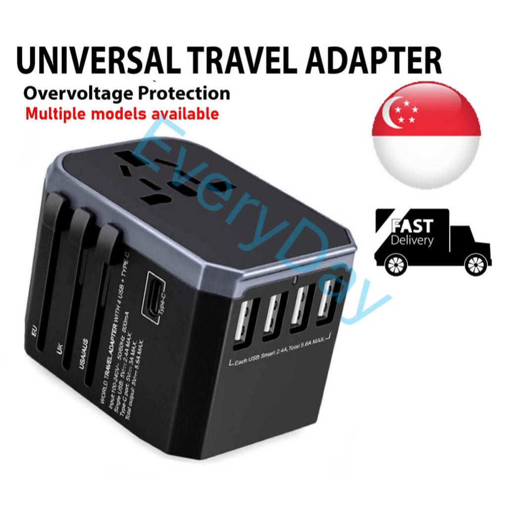 [Local SG Stock] Universal Compact Travel Adapter Plug USB C Port 65W ...