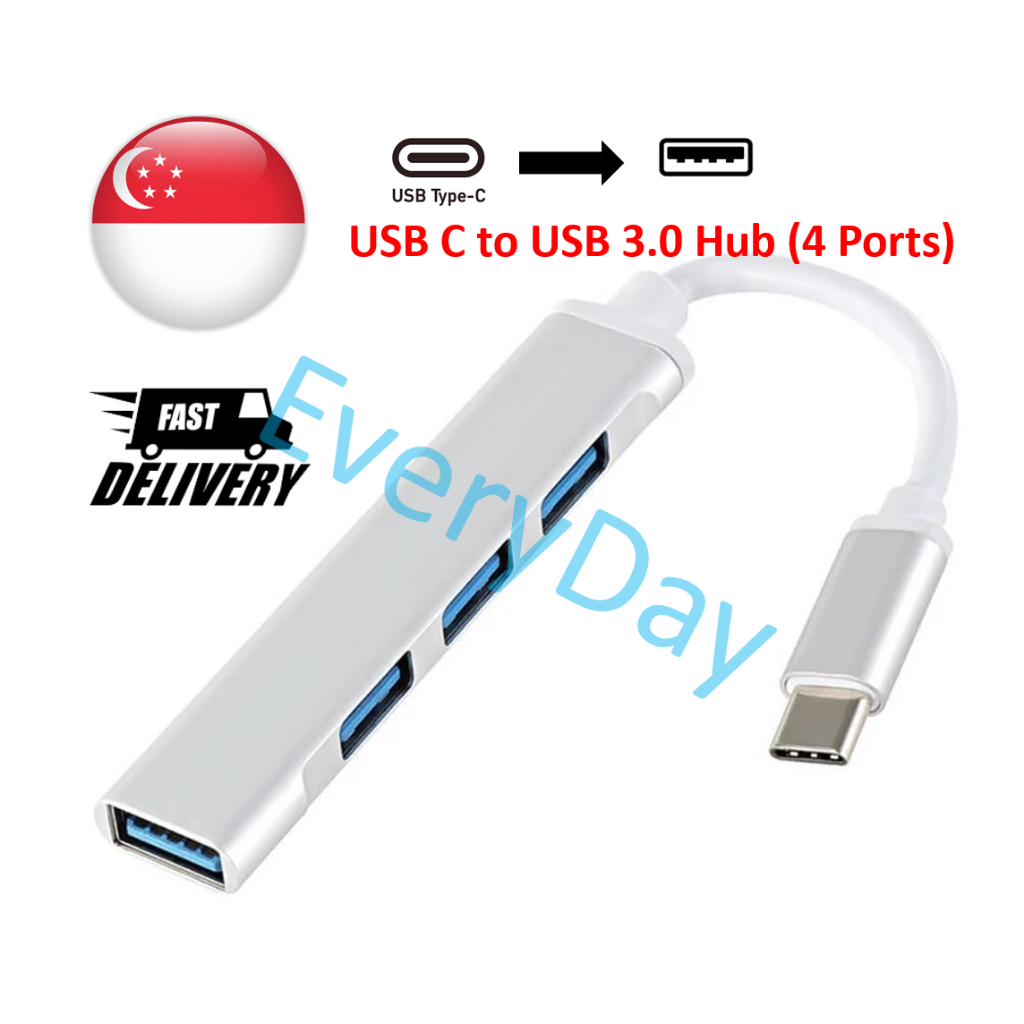 [SG Stock] USB C to 4 USB A High Speed Hub Splitter Compact OTG and USB ...
