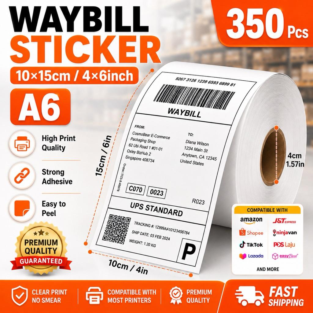 Thermal Label Paper A6 Waybill sticker 100x150mm Shopee Shipping Label ...