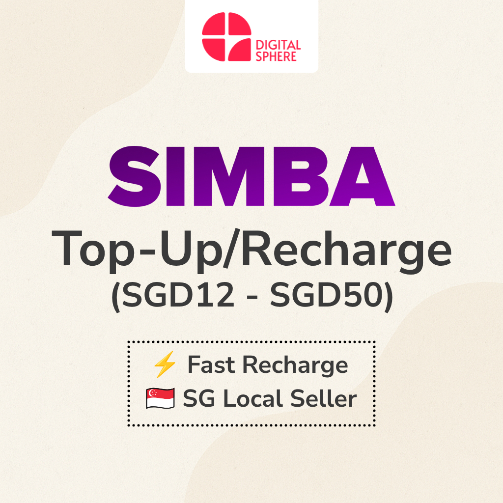 SIMBA Top-Up/Recharge (SGD12 - SGD50) | Shopee Singapore