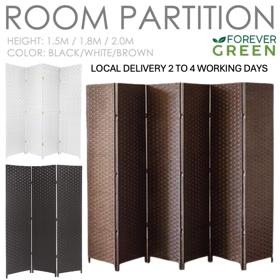 [ DOUBLE SIDE RATTAN DIVIDER ] Room Partition Folding Screen Room ...