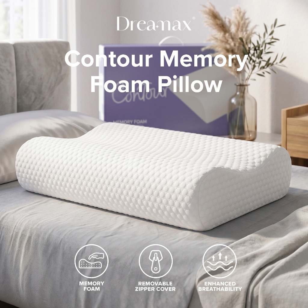 DREAMAX Contour Memory Foam Pillow Fast Rebound Ergonomic Neck Support ...
